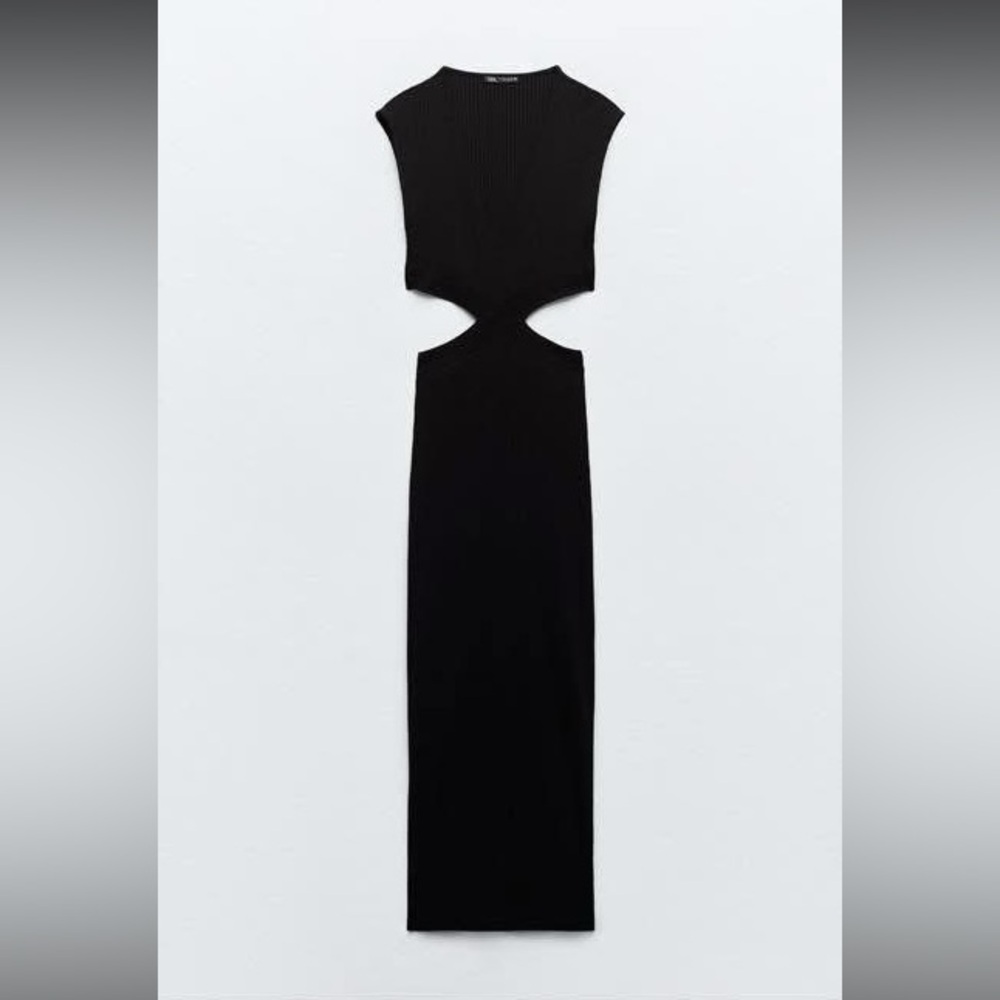 Zara Black Cut-Out Dress NWT